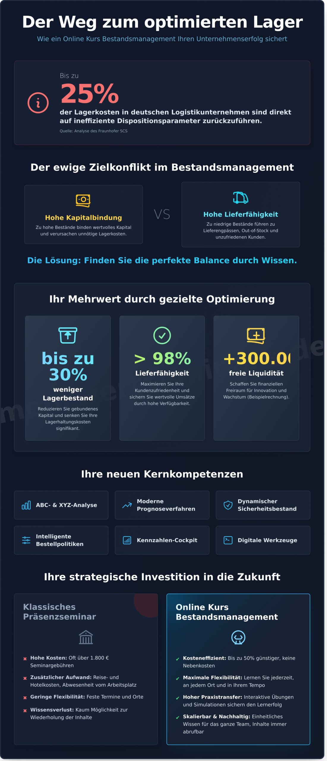 Online Kurs Bestandsmanagement (ab 02.05.2026): Effiziente Bestandsoptimierung für Logistik-Profis - Infographic